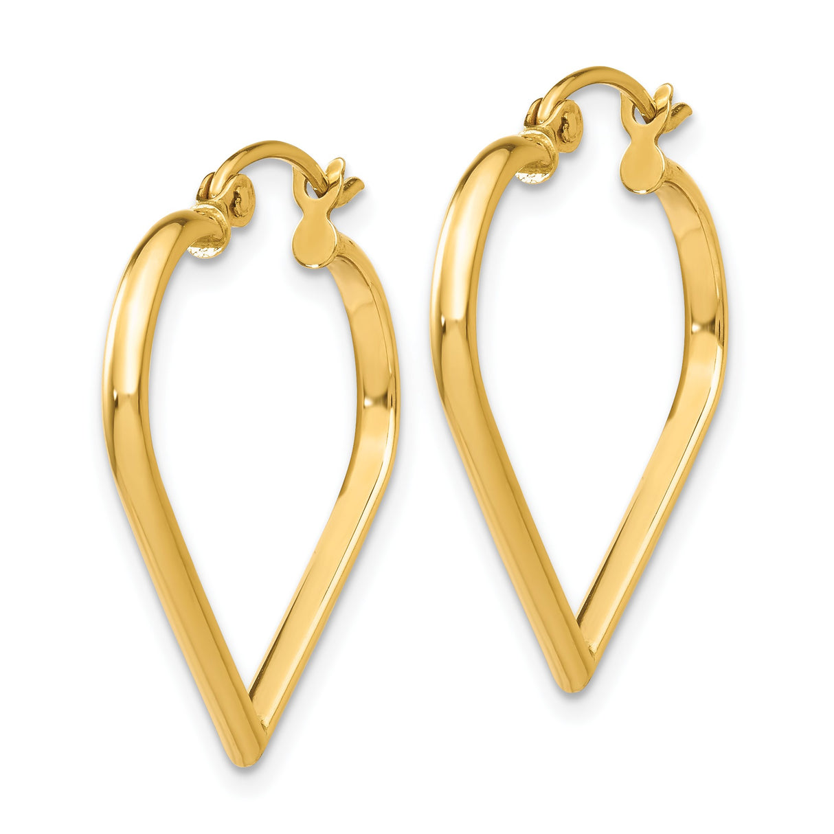14k Yellow Gold Heart Shaped Hoop Earrings, Sleek Minimalist Design for Women