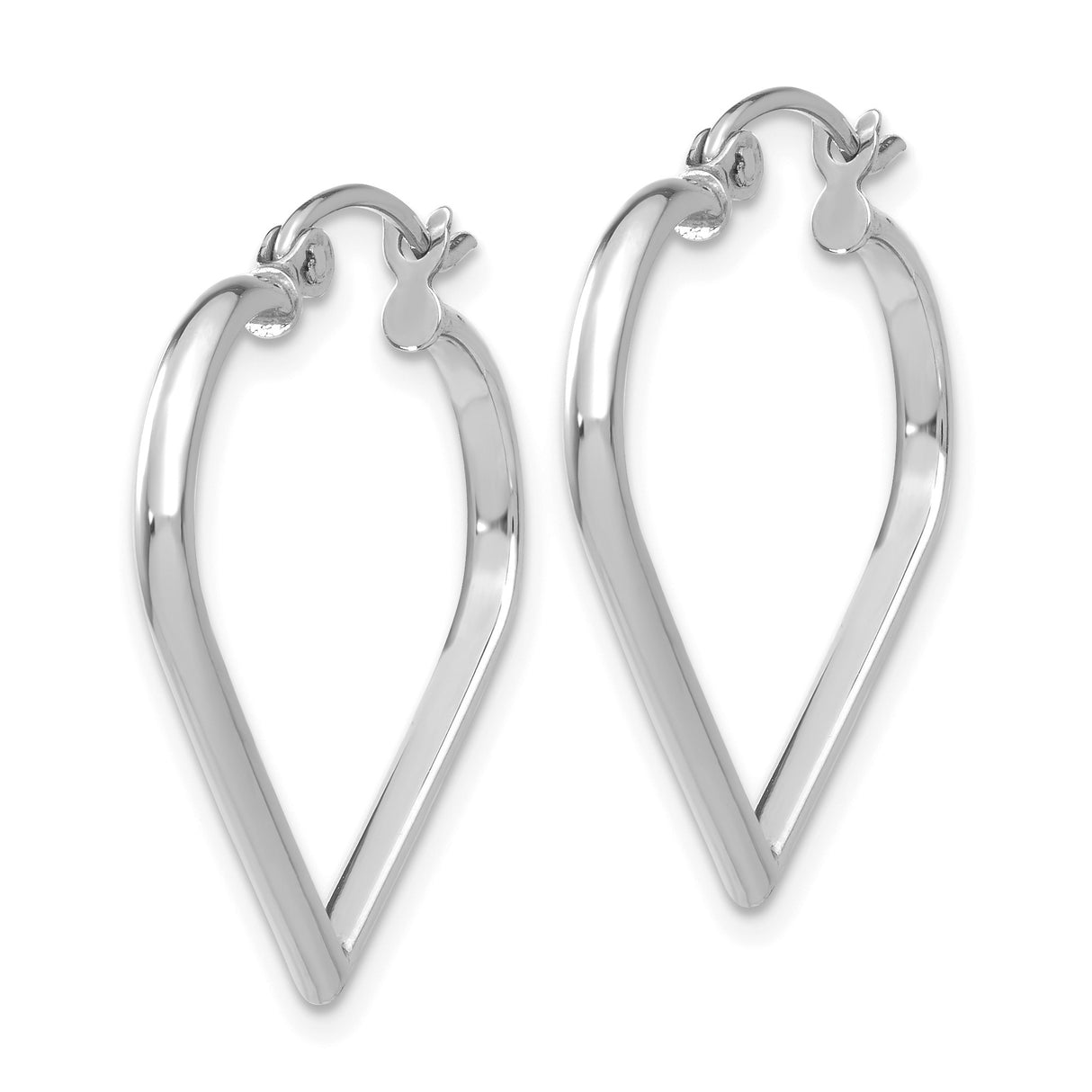 14k White Gold Heart Shaped Hoop Earrings, Minimalist Polished Design for Women