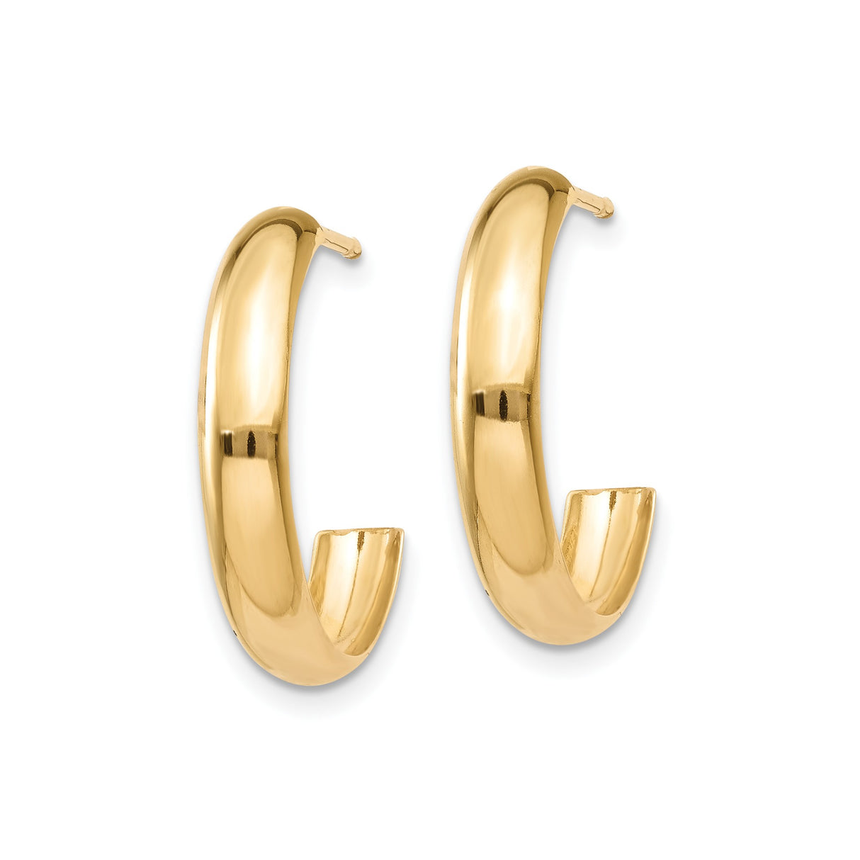 14k Yellow Gold Hoop Earrings, Classic Polished J Hoop Design for Women