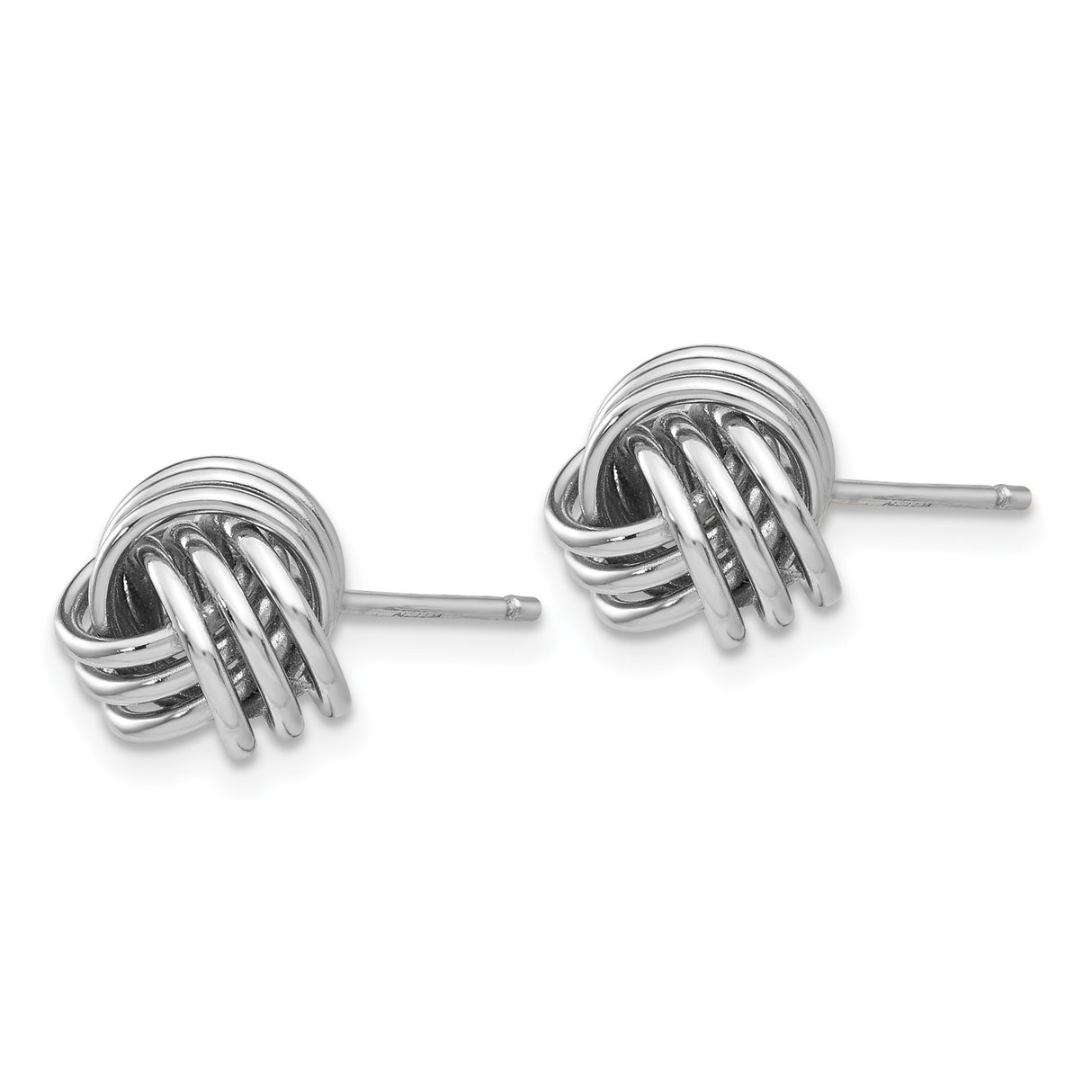 14k White Gold Love Knot Stud Earrings with Intertwined Design for Women