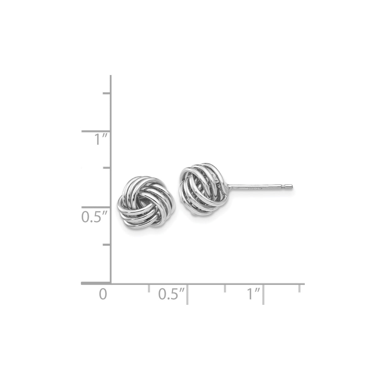 14k White Gold Love Knot Stud Earrings with Intertwined Design for Women