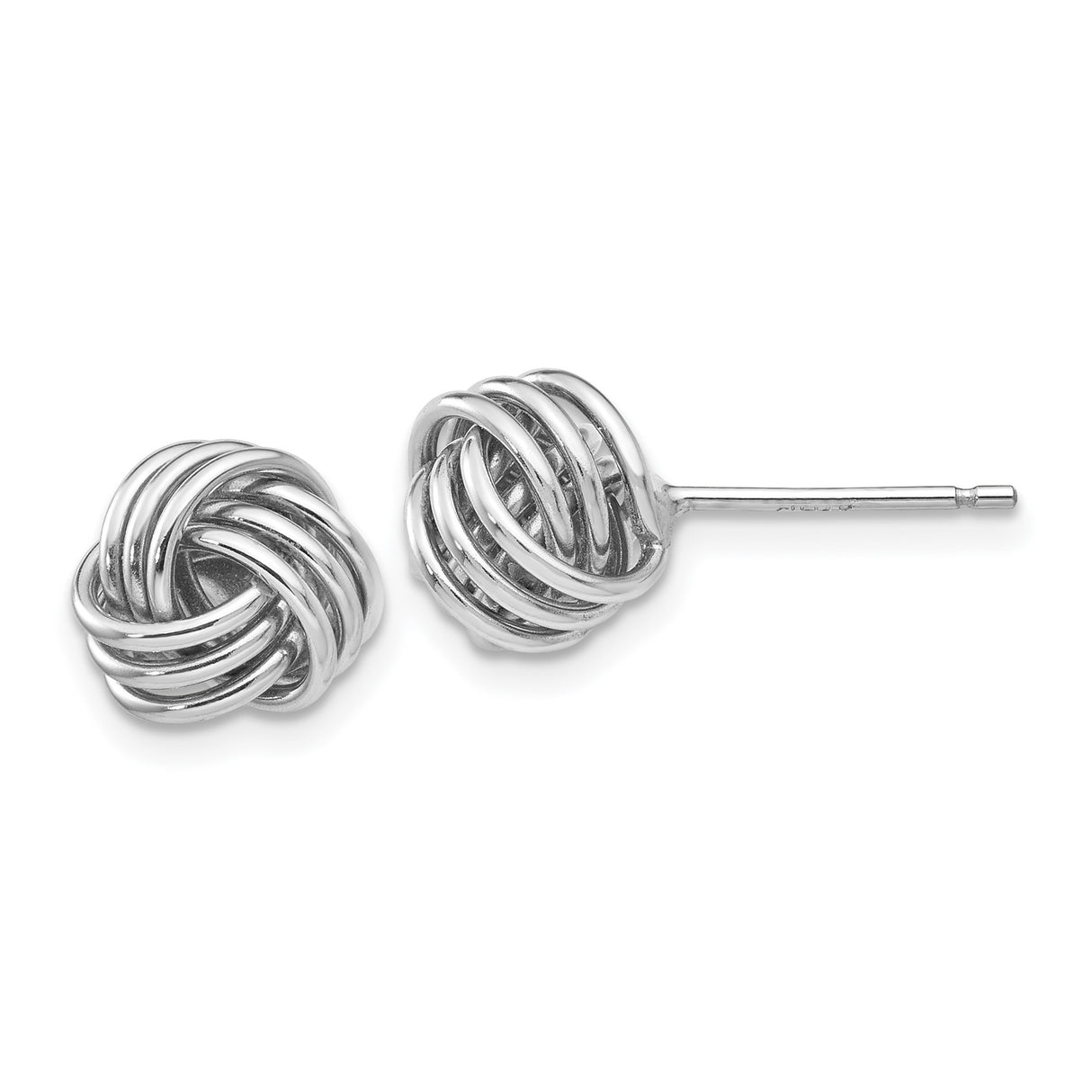 14k White Gold Love Knot Stud Earrings with Intertwined Design for Women