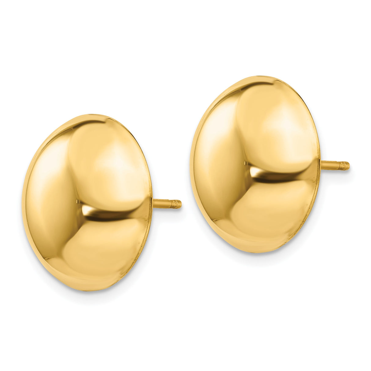 14k Yellow Gold Dome Stud Earrings, High Polish Finish, Classic Minimalist Style for Women