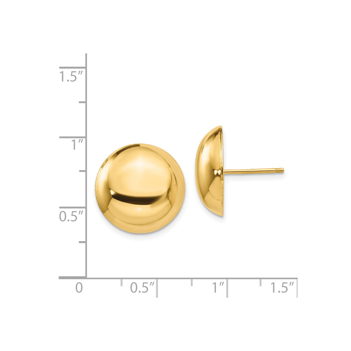 14k Yellow Gold Dome Stud Earrings, High Polish Finish, Classic Minimalist Style for Women