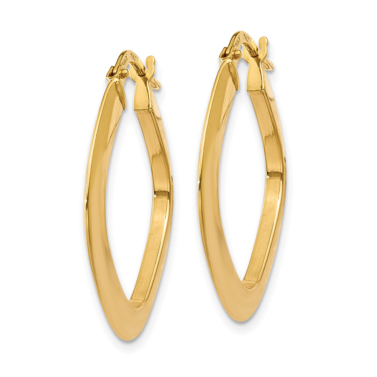 14k Yellow Gold Twisted Square Hoop Earrings, Modern Minimalist Design for Women