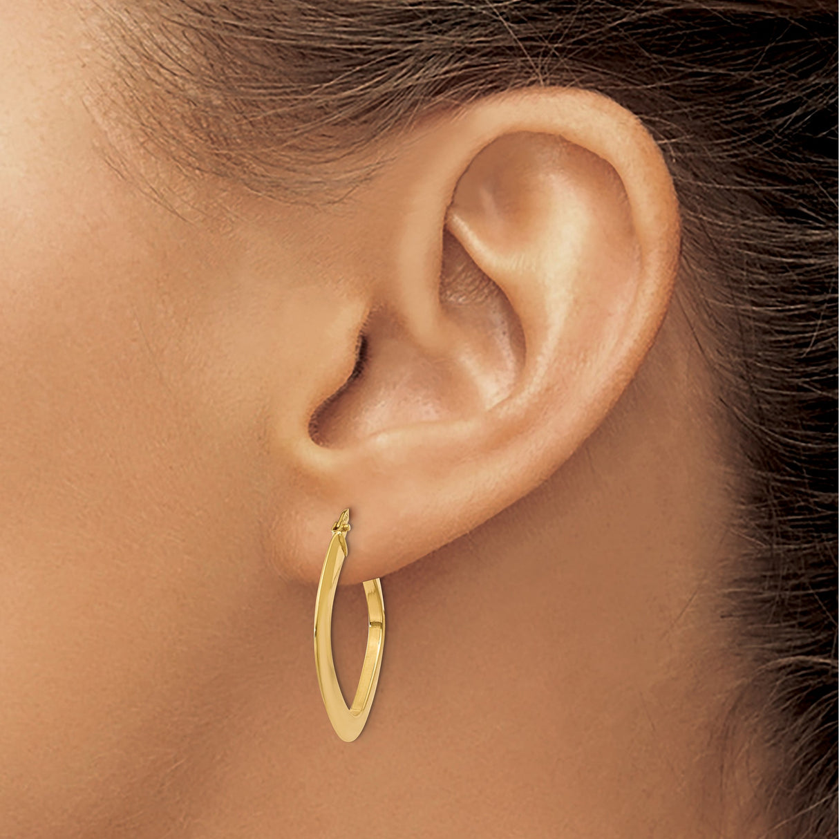 14k Yellow Gold Twisted Square Hoop Earrings, Modern Minimalist Design for Women