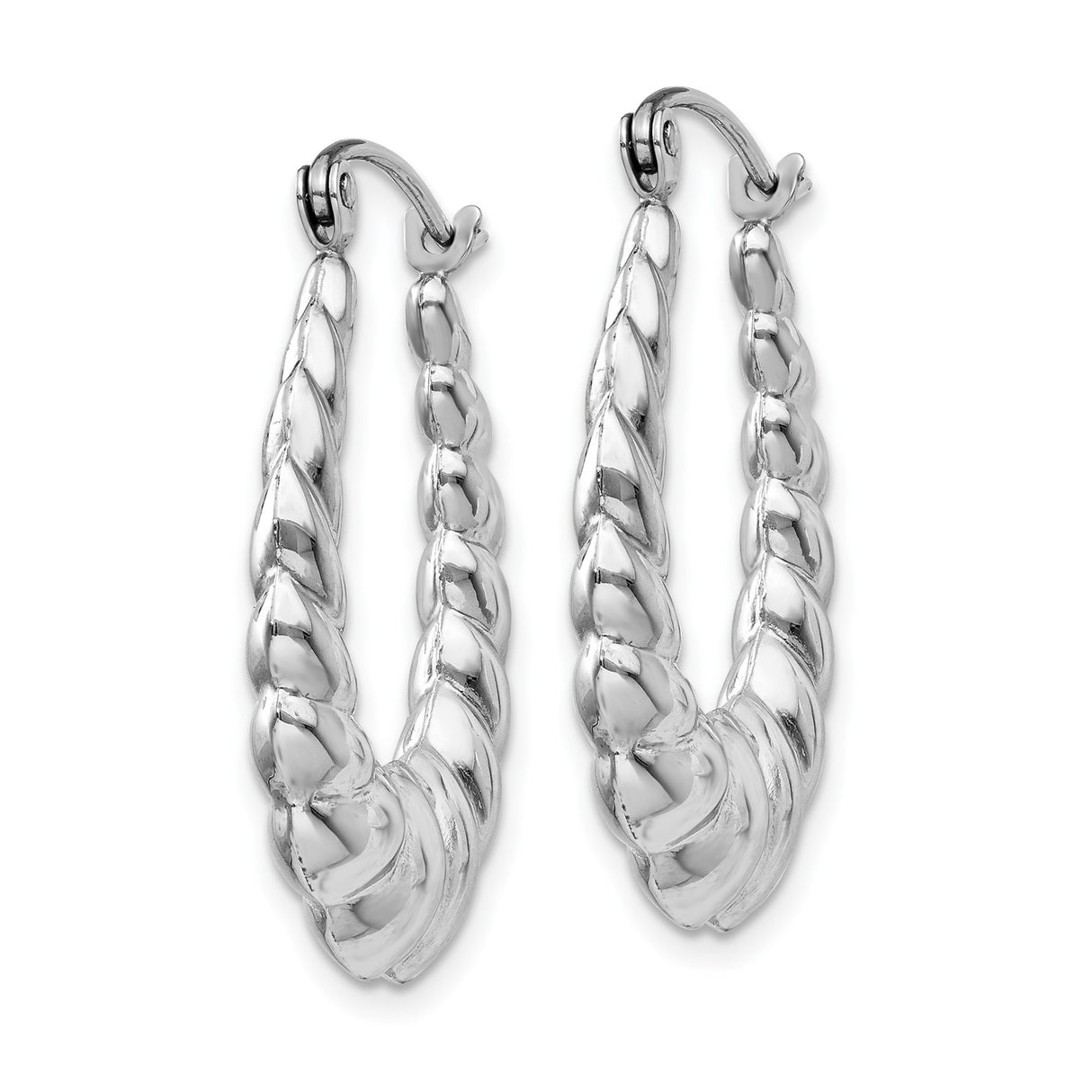 14k White Gold Twisted Hoop Earrings, Braided Chunky Design, Lightweight Statement Style