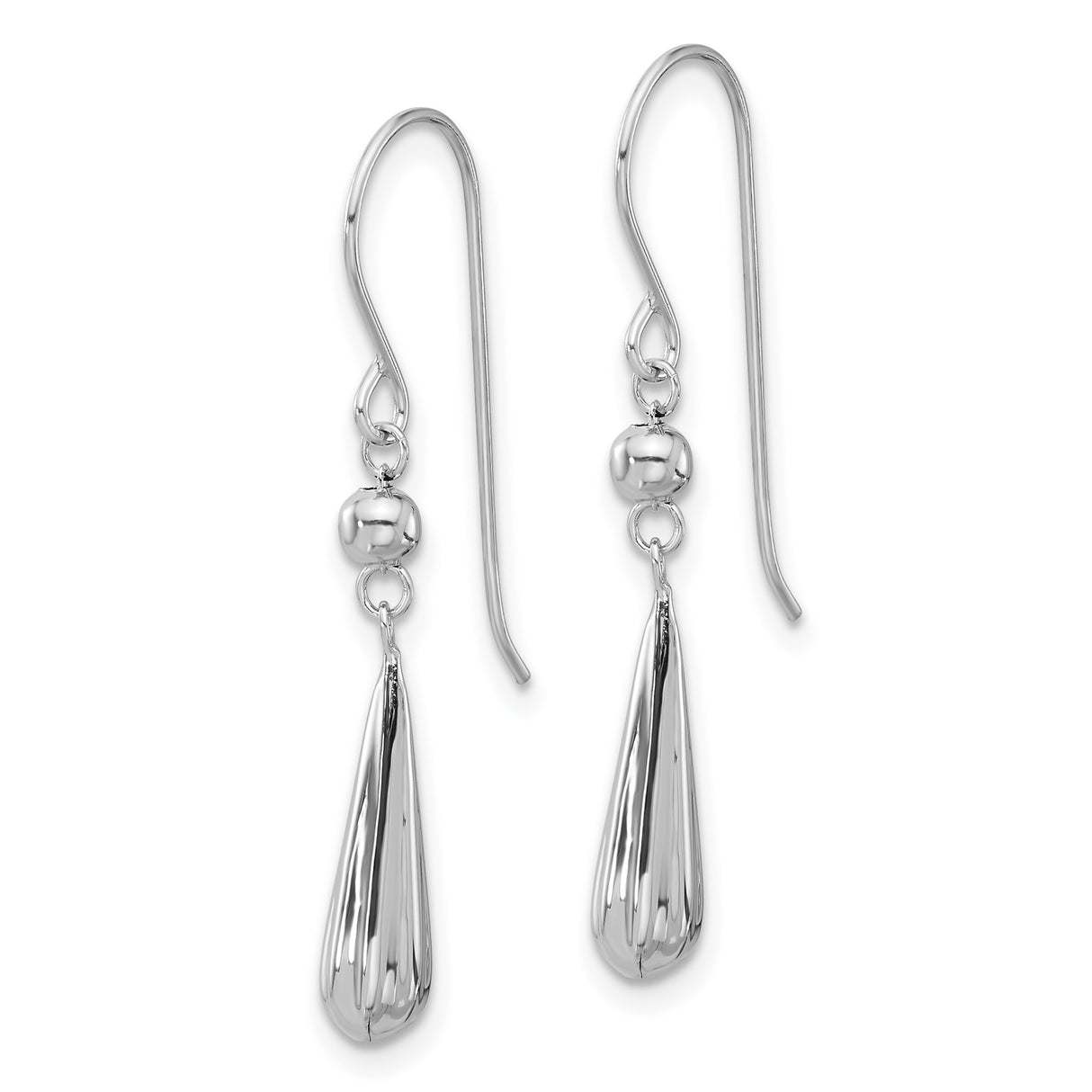 14k White Gold Dangle Drop Earrings with Sleek Teardrop Design and Polished Finish
