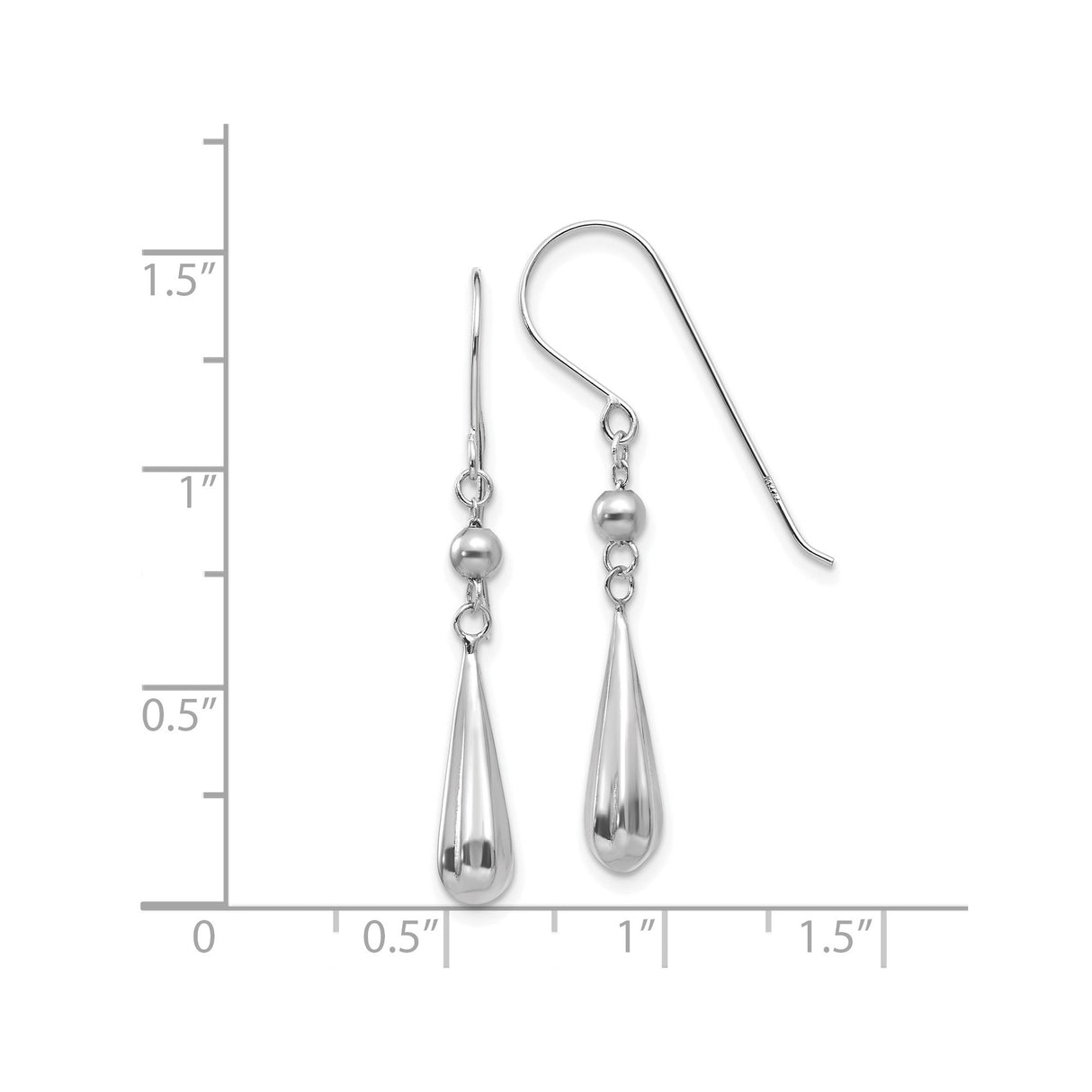 14k White Gold Dangle Drop Earrings with Sleek Teardrop Design and Polished Finish