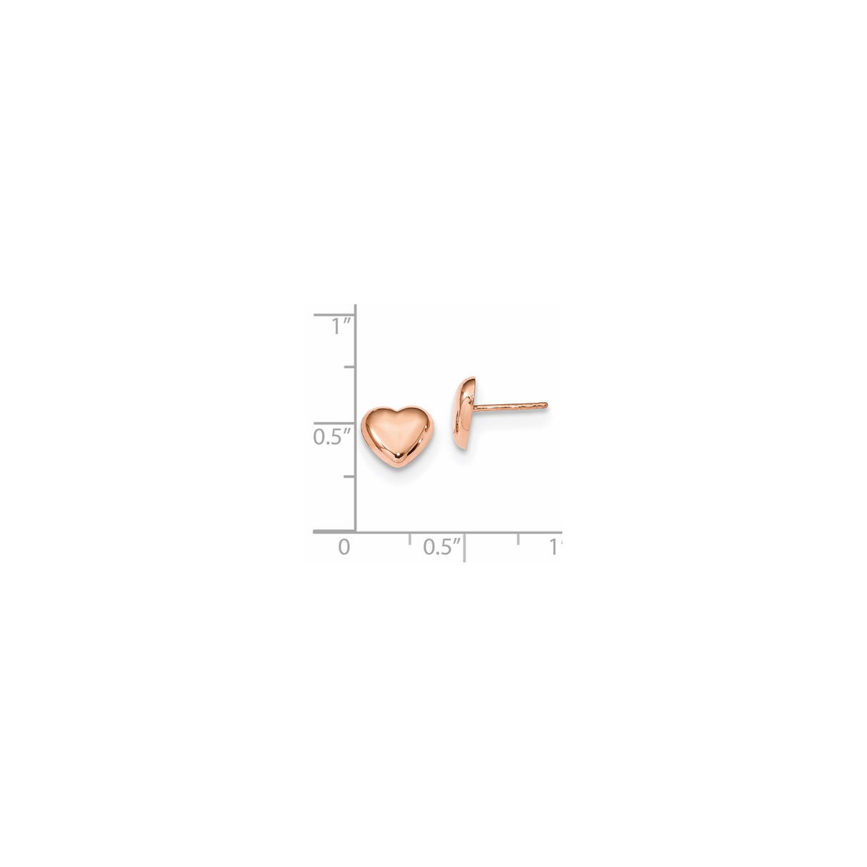 14k Rose Gold Heart Stud Earrings, Polished Puffed Design, Minimalist Romantic Jewelry