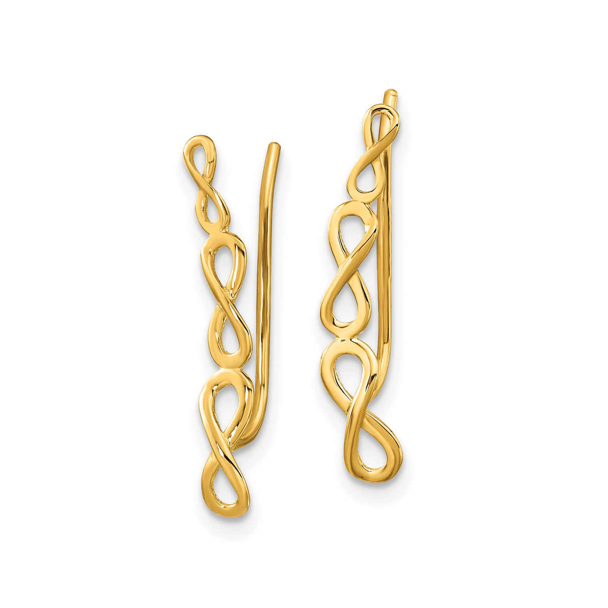 14k Yellow Gold Threader Earrings with Openwork Double Infinity Design