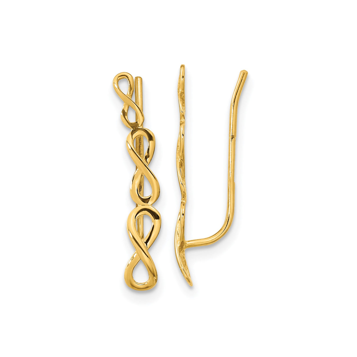 14k Yellow Gold Threader Earrings with Openwork Double Infinity Design