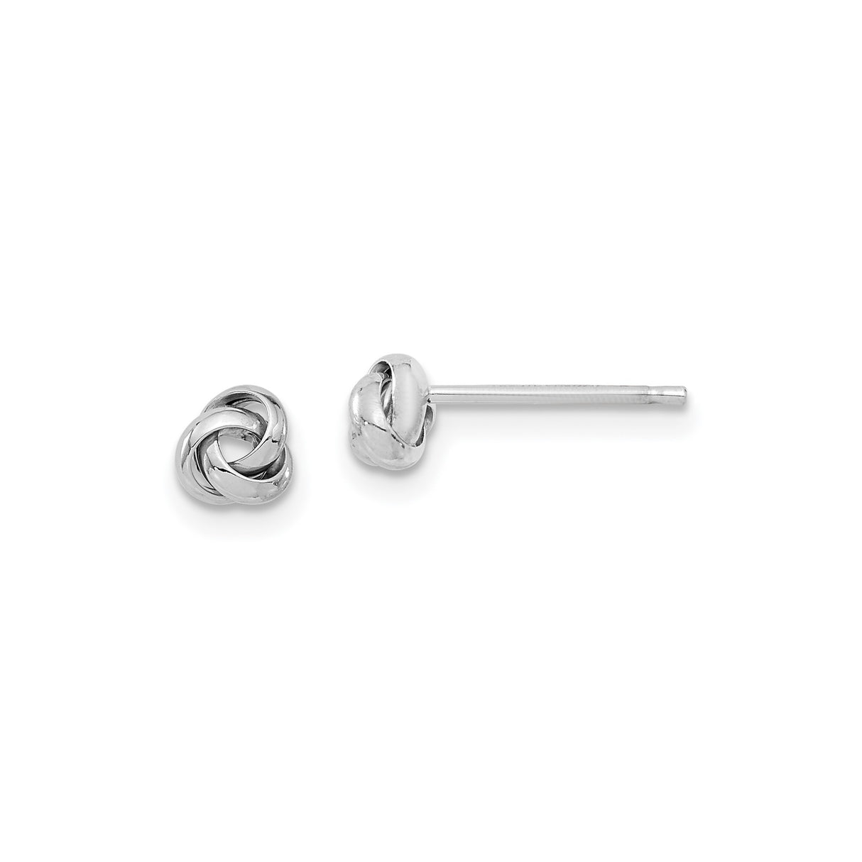 14k White Gold Love Knot Stud Earrings with Twisted Design for Women