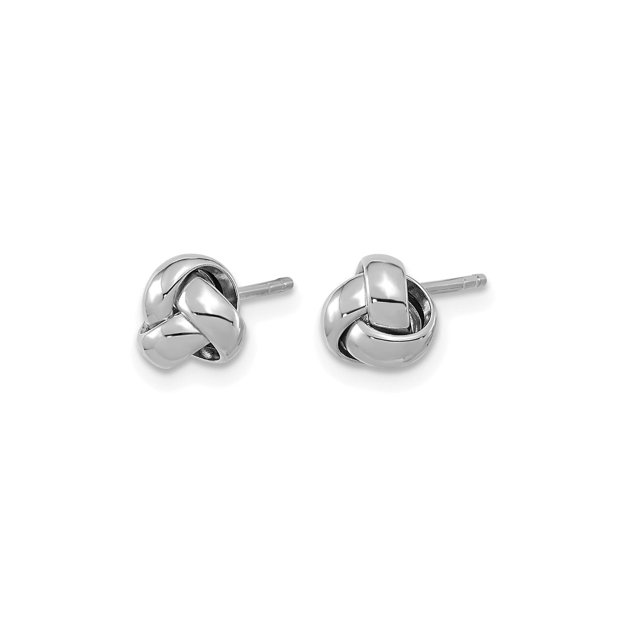 14k White Gold Love Knot Stud Earrings with Polished Interwoven Design