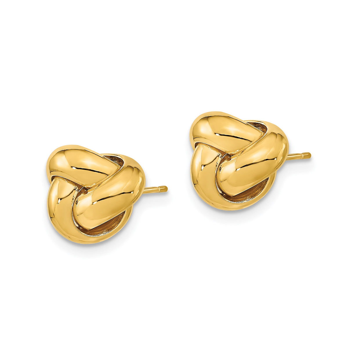 14k Yellow Gold Love Knot Stud Earrings, Polished Interwoven Design, Romantic Minimalist Jewelry