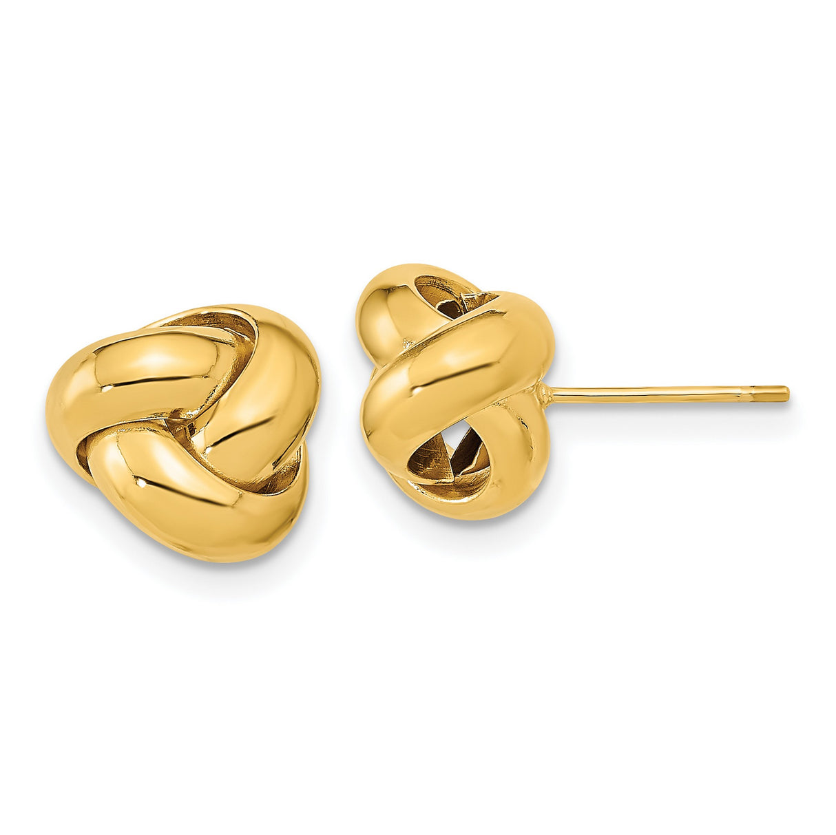 14k Yellow Gold Love Knot Stud Earrings, Polished Interwoven Design, Romantic Minimalist Jewelry