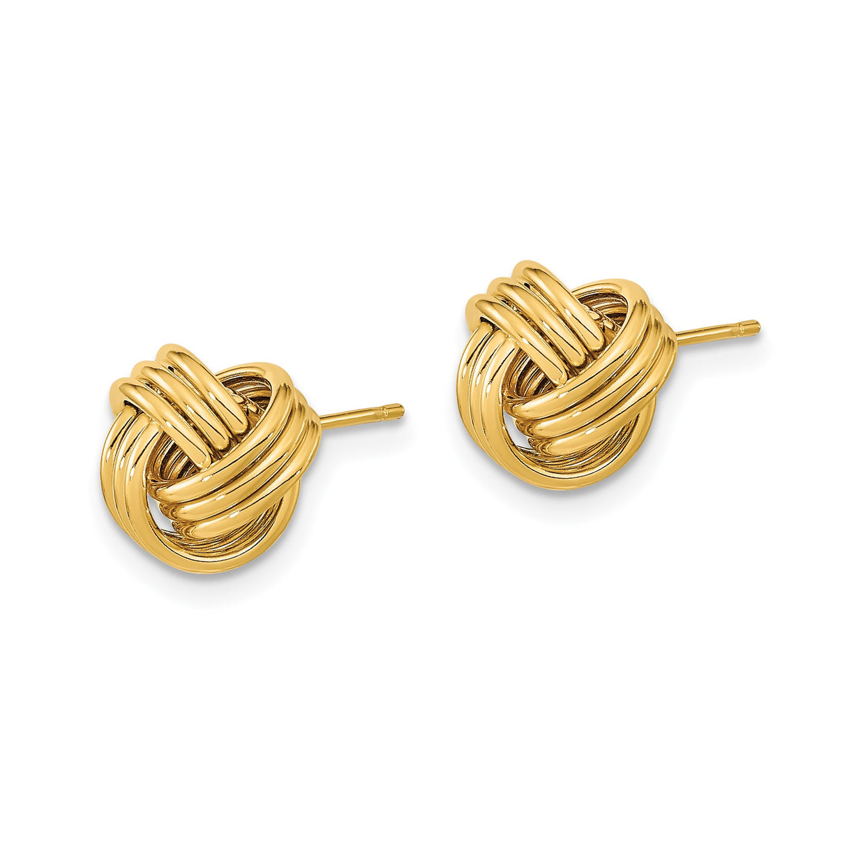 14k Yellow Gold Love Knot Stud Earrings with Interwoven Design, Symbol of Unity and Eternal Love