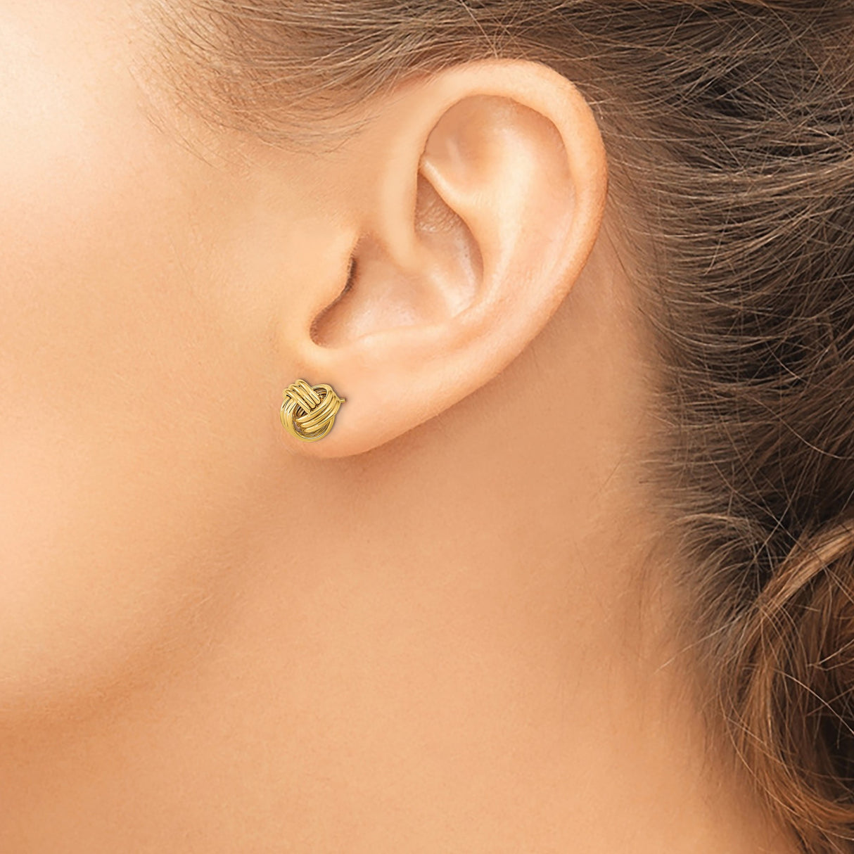 14k Yellow Gold Love Knot Stud Earrings with Interwoven Design, Symbol of Unity and Eternal Love