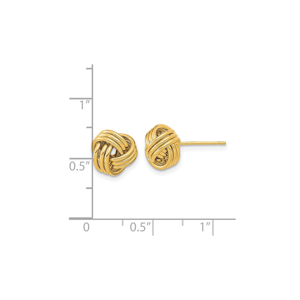 14k Yellow Gold Love Knot Stud Earrings with Interwoven Design, Symbol of Unity and Eternal Love
