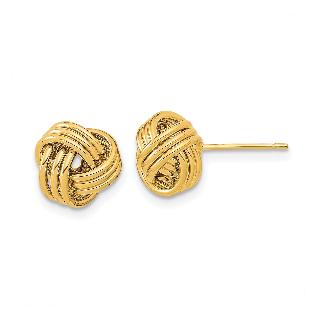 14k Yellow Gold Love Knot Stud Earrings with Interwoven Design, Symbol of Unity and Eternal Love