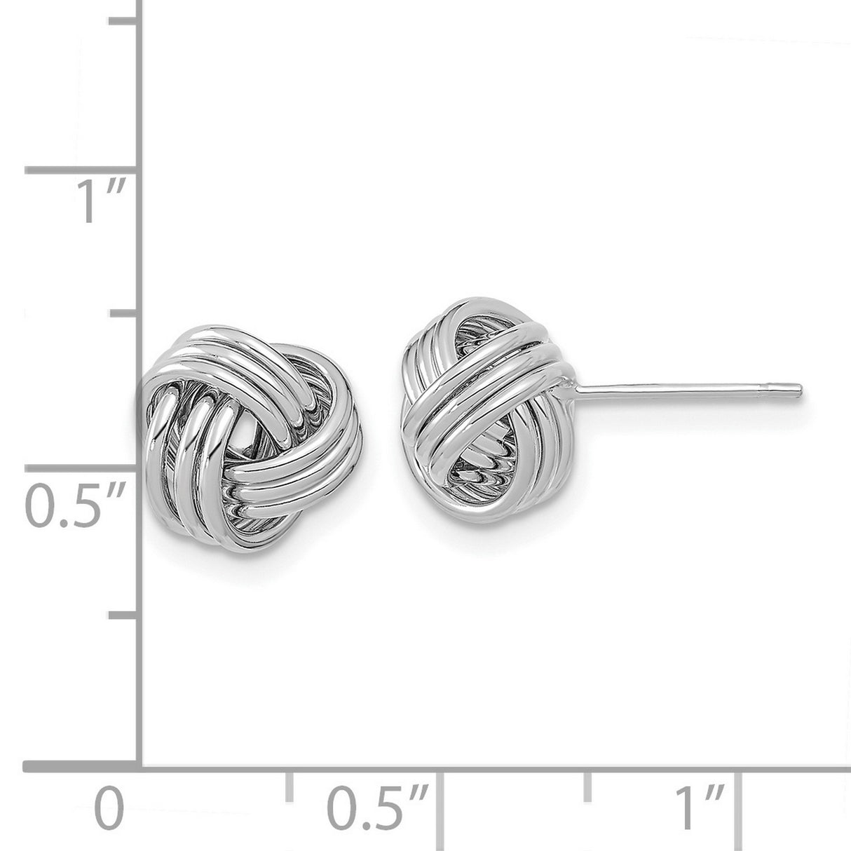 14k White Gold Love Knot Stud Earrings, Polished Interwoven Design for Women