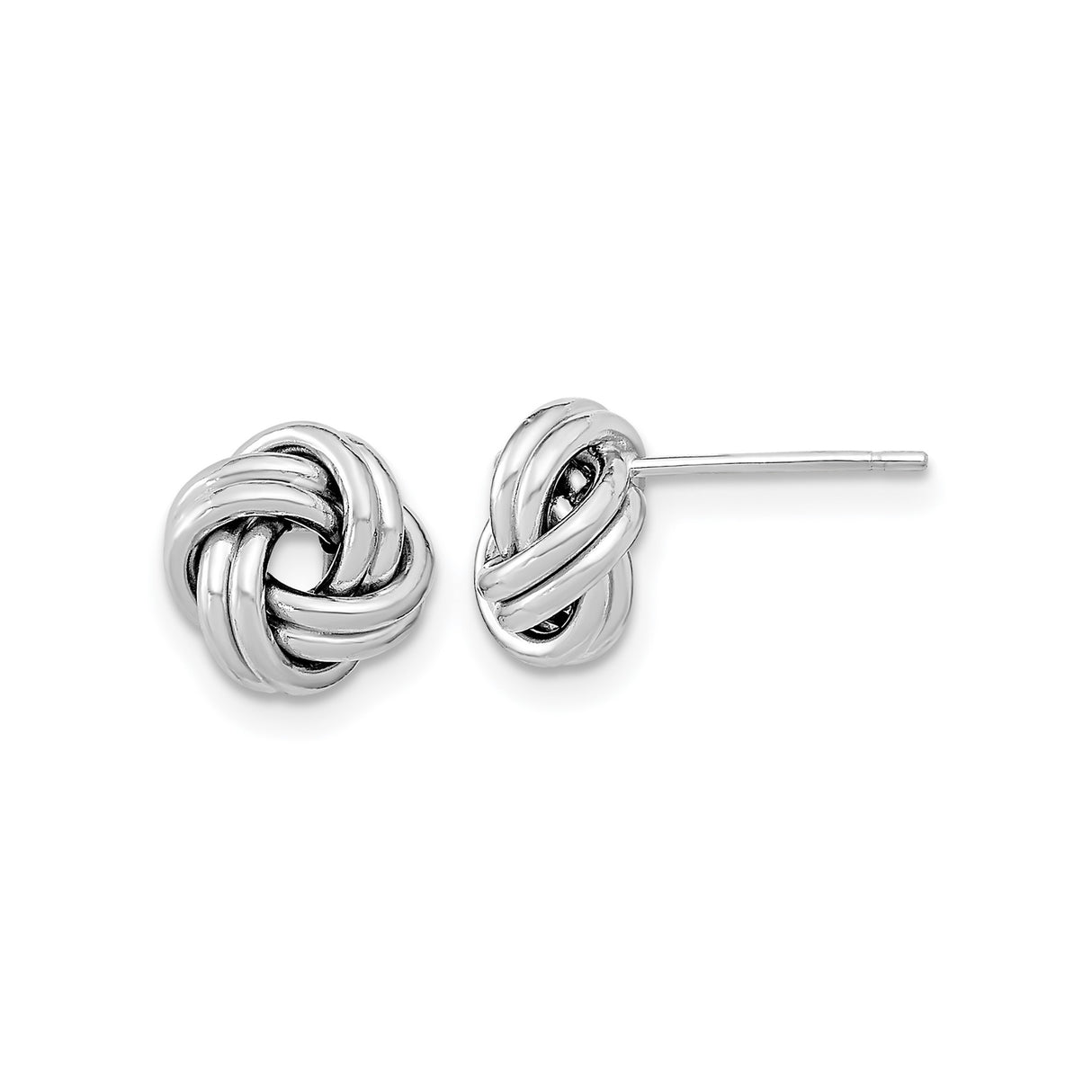 14k White Gold Love Knot Stud Earrings, Twisted Knot Design, Minimalist Style for Women