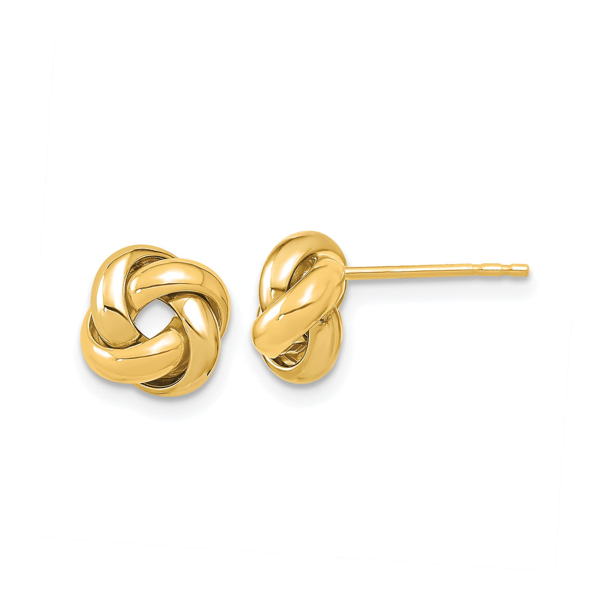 14k Yellow Gold Love Knot Stud Earrings, Intertwined Knot Design for Women