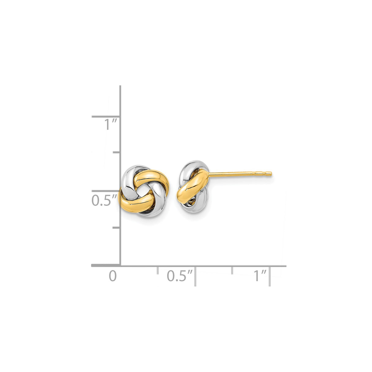 14k Yellow Gold Love Knot Stud Earrings, Two-Tone Intertwined Design for Women