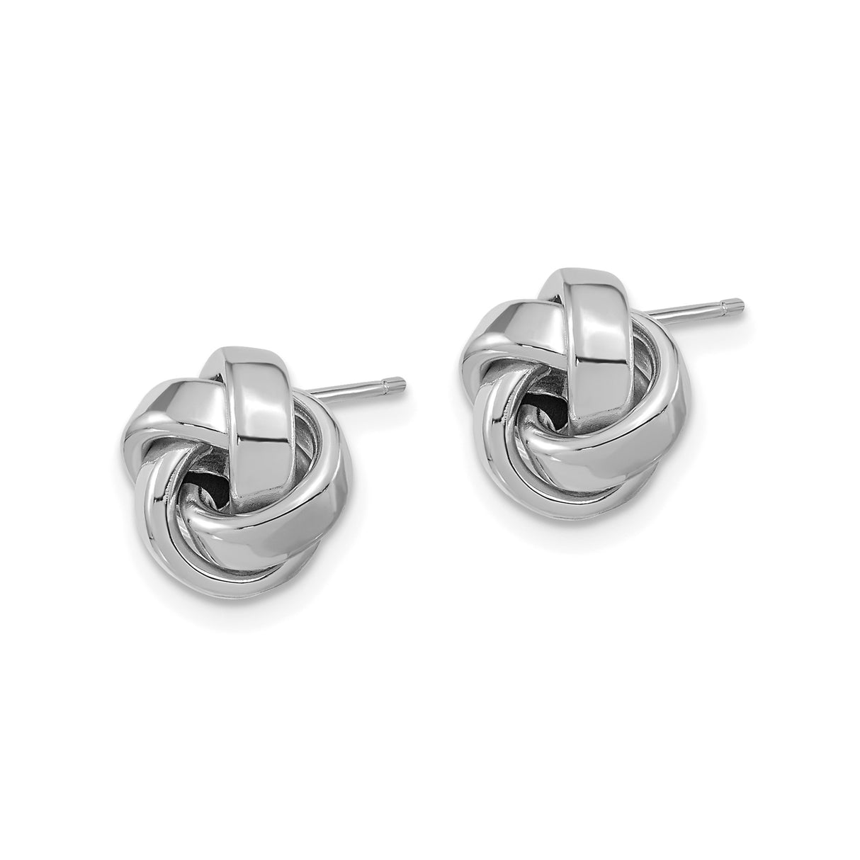 14k White Gold Love Knot Stud Earrings with Interwoven Design for Women