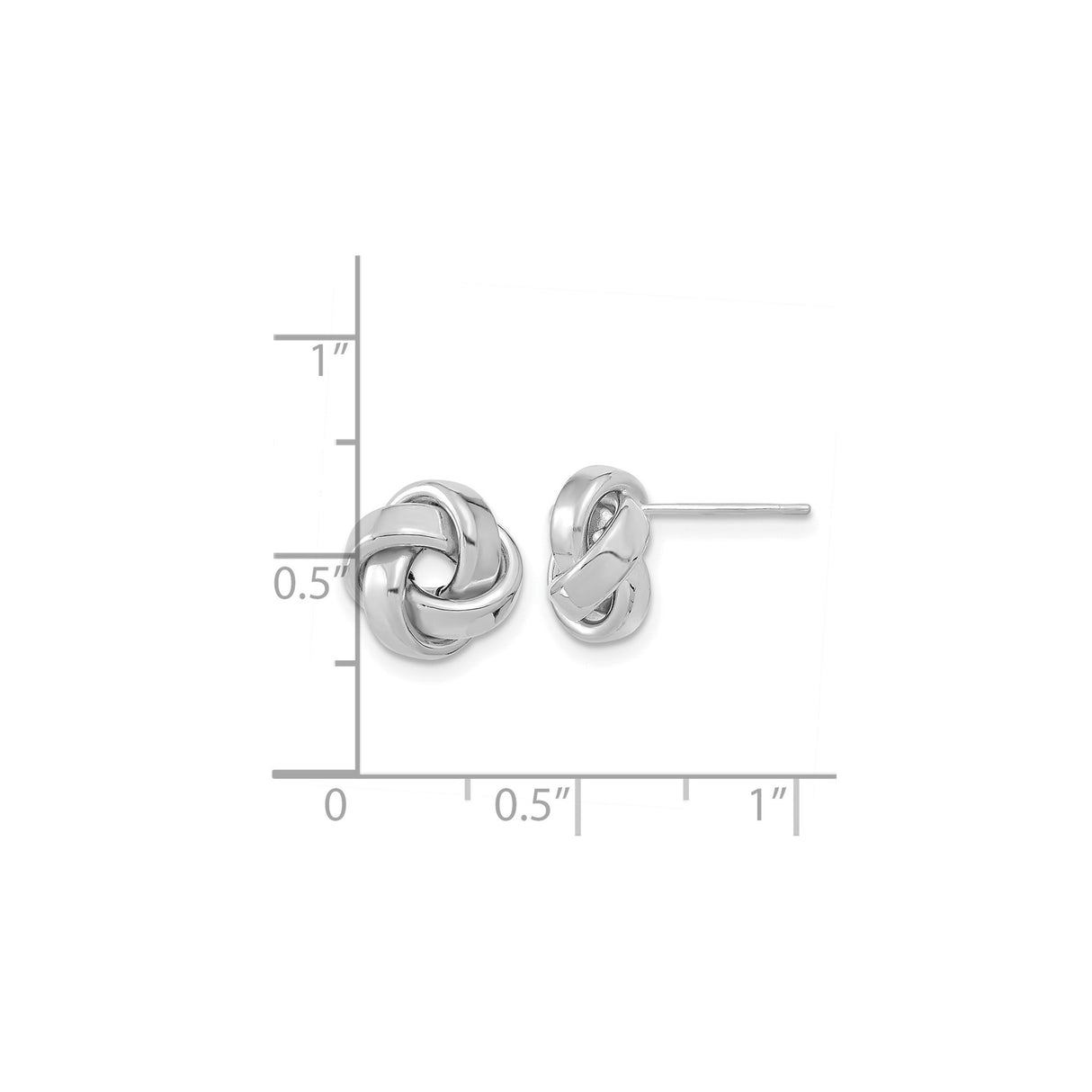 14k White Gold Love Knot Stud Earrings with Interwoven Design for Women