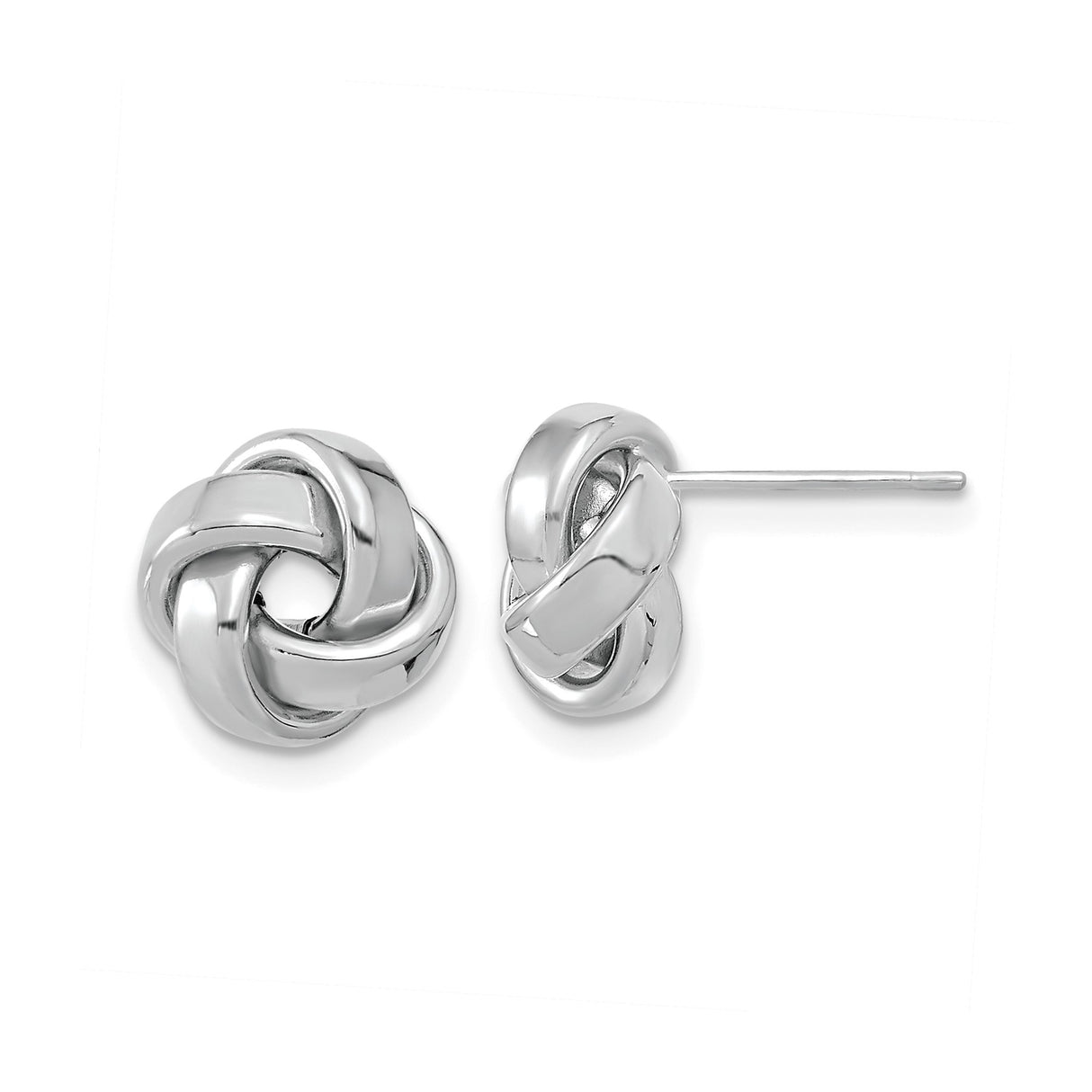 14k White Gold Love Knot Stud Earrings with Interwoven Design for Women