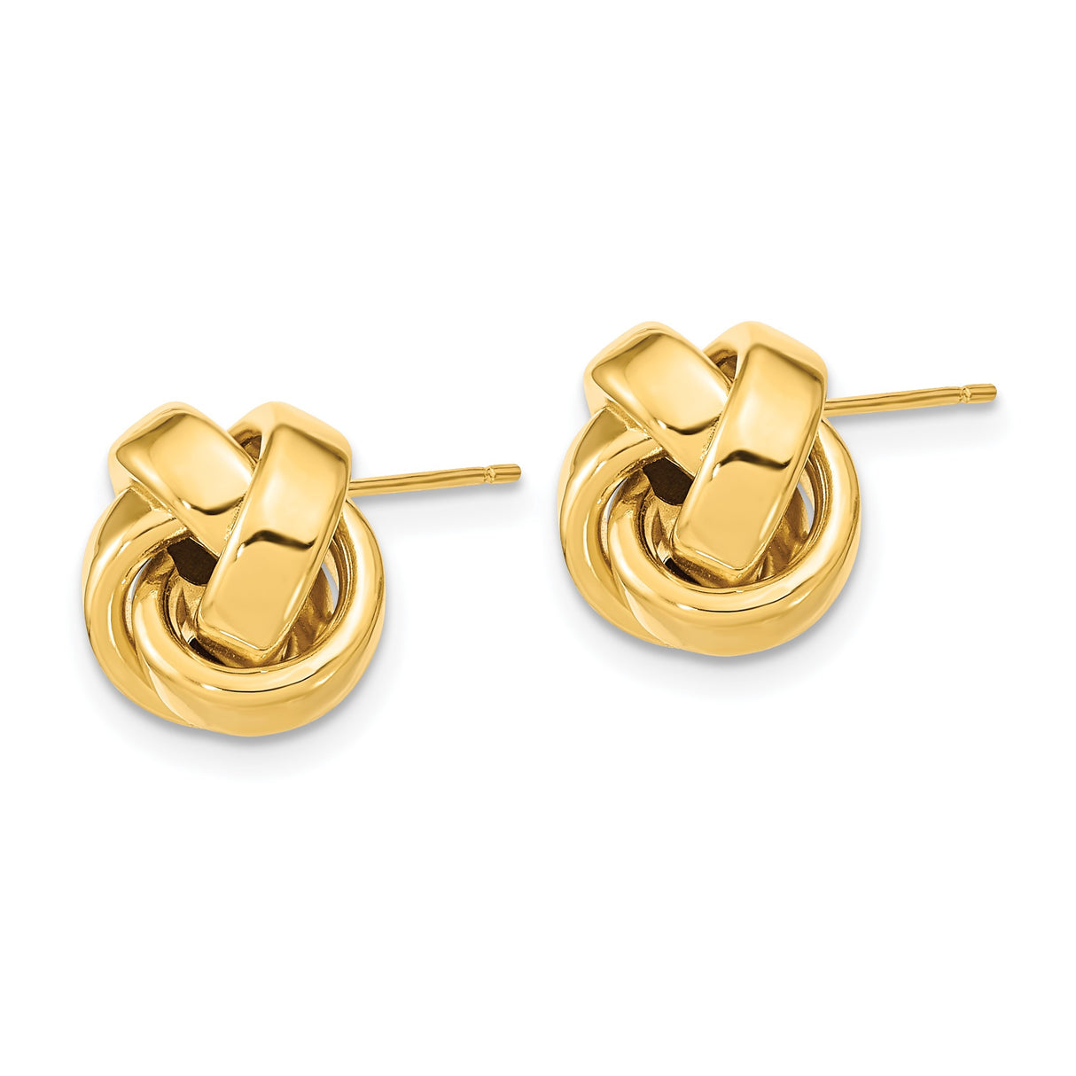 14k Yellow Gold Love Knot Stud Earrings, Polished Design Symbolizing Unity and Eternal Love