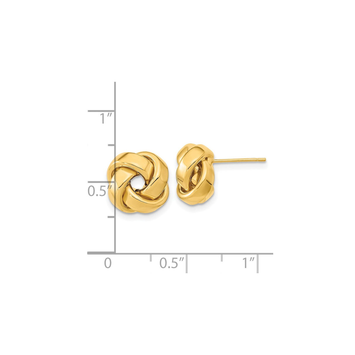 14k Yellow Gold Love Knot Stud Earrings, Polished Design Symbolizing Unity and Eternal Love