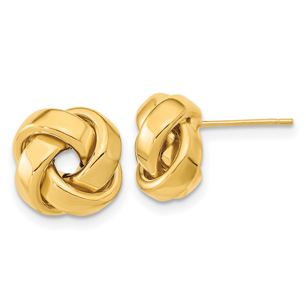 14k Yellow Gold Love Knot Stud Earrings, Polished Design Symbolizing Unity and Eternal Love