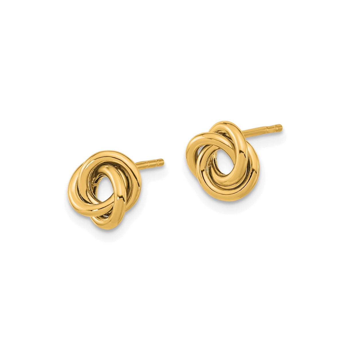 14k Yellow Gold Love Knot Stud Earrings, Intertwined Design Symbolizing Unity and Love
