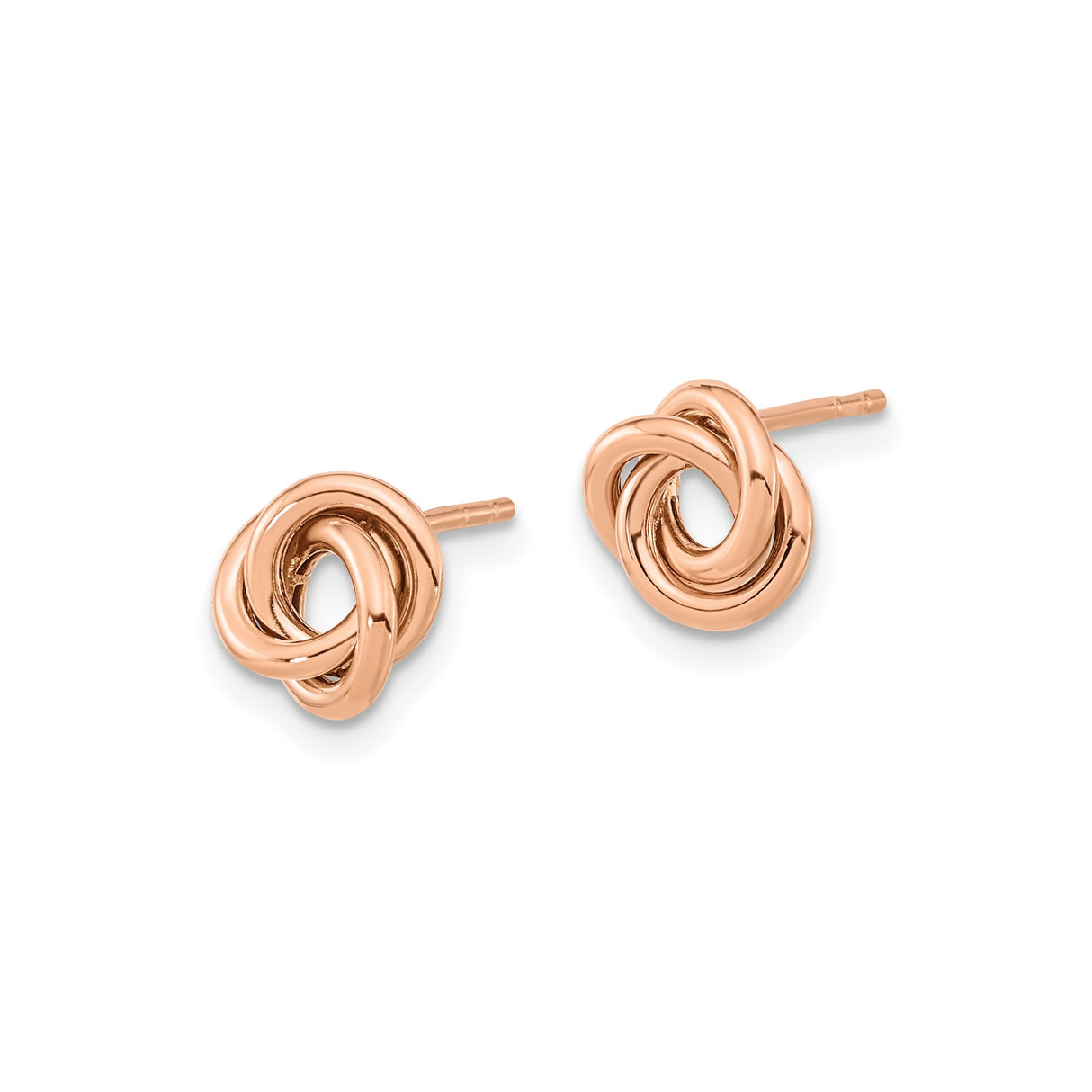 14k Rose Gold Love Knot Stud Earrings, Intertwined Design Symbolizing Unity and Eternal Love