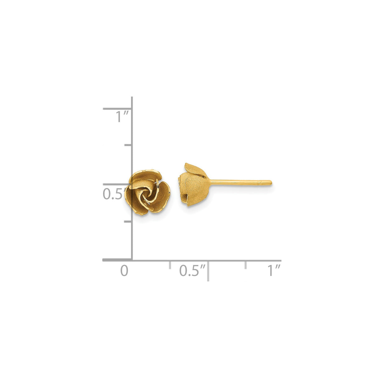 14k Yellow Gold Rose Stud Earrings, Three-Dimensional Flower Design, Dainty Floral Jewelry