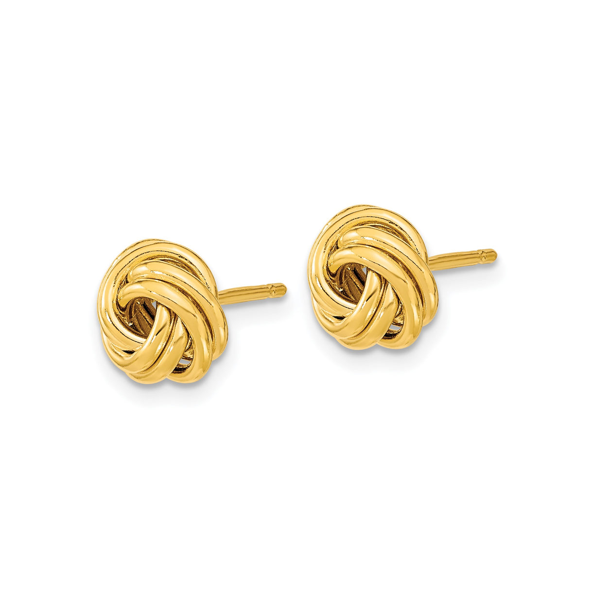 14k Yellow Gold Love Knot Stud Earrings with Intertwined Knot Design for Women