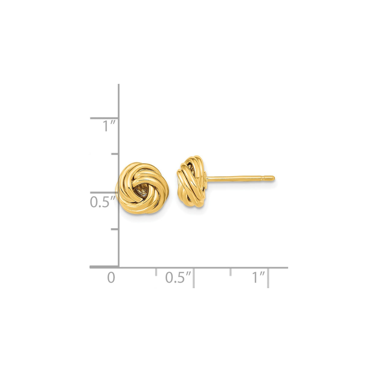14k Yellow Gold Love Knot Stud Earrings with Intertwined Knot Design for Women