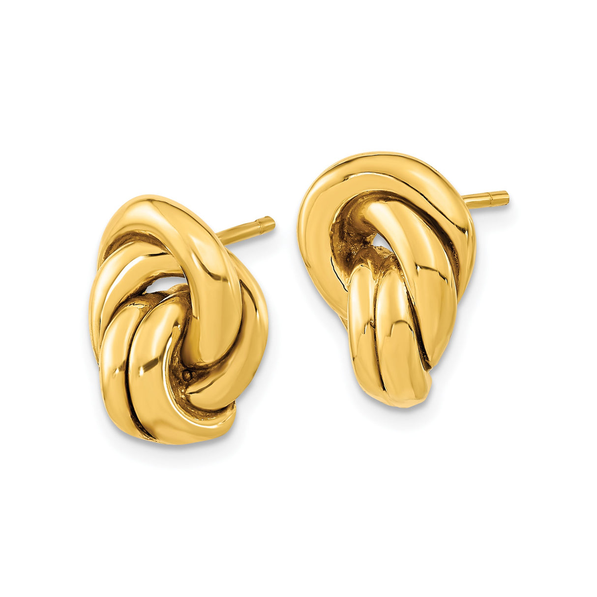 14k Yellow Gold Love Knot Stud Earrings, Intertwined Design, Polished Finish for Women