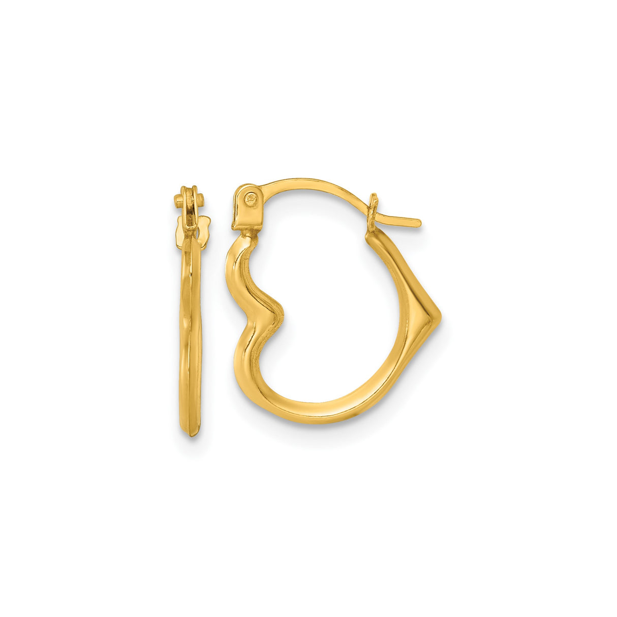 14k Yellow Gold Hoop Earrings, Geometric Wavy Design, Polished Modern Statement Style