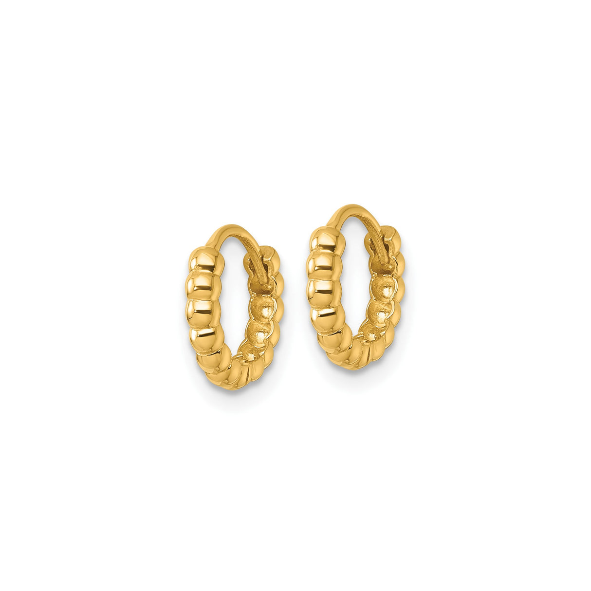 14k Yellow Gold Hoop Earrings, Textured Scalloped Dome Design, Lightweight Bold Statement Jewelry