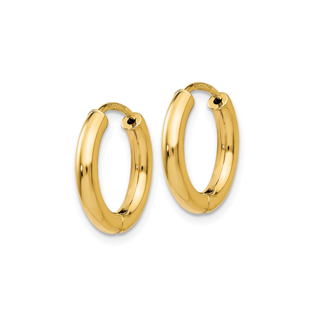14k Yellow Gold Hoop Earrings, Classic Rounded Lightweight Design, Polished Finish for Women