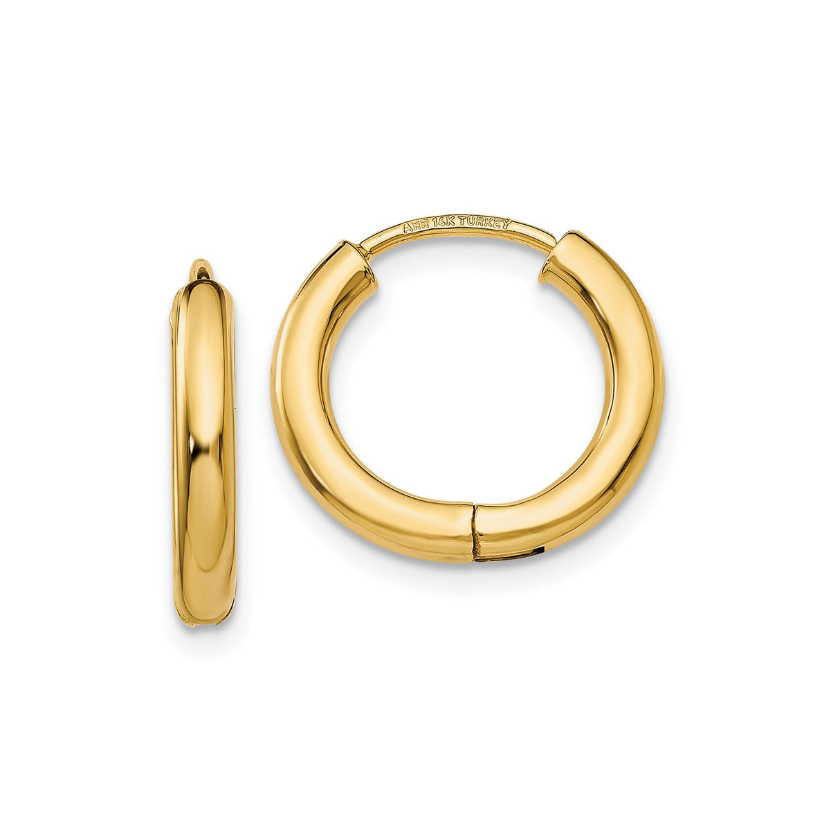 14k Yellow Gold Hoop Earrings, Classic Rounded Lightweight Design, Polished Finish for Women