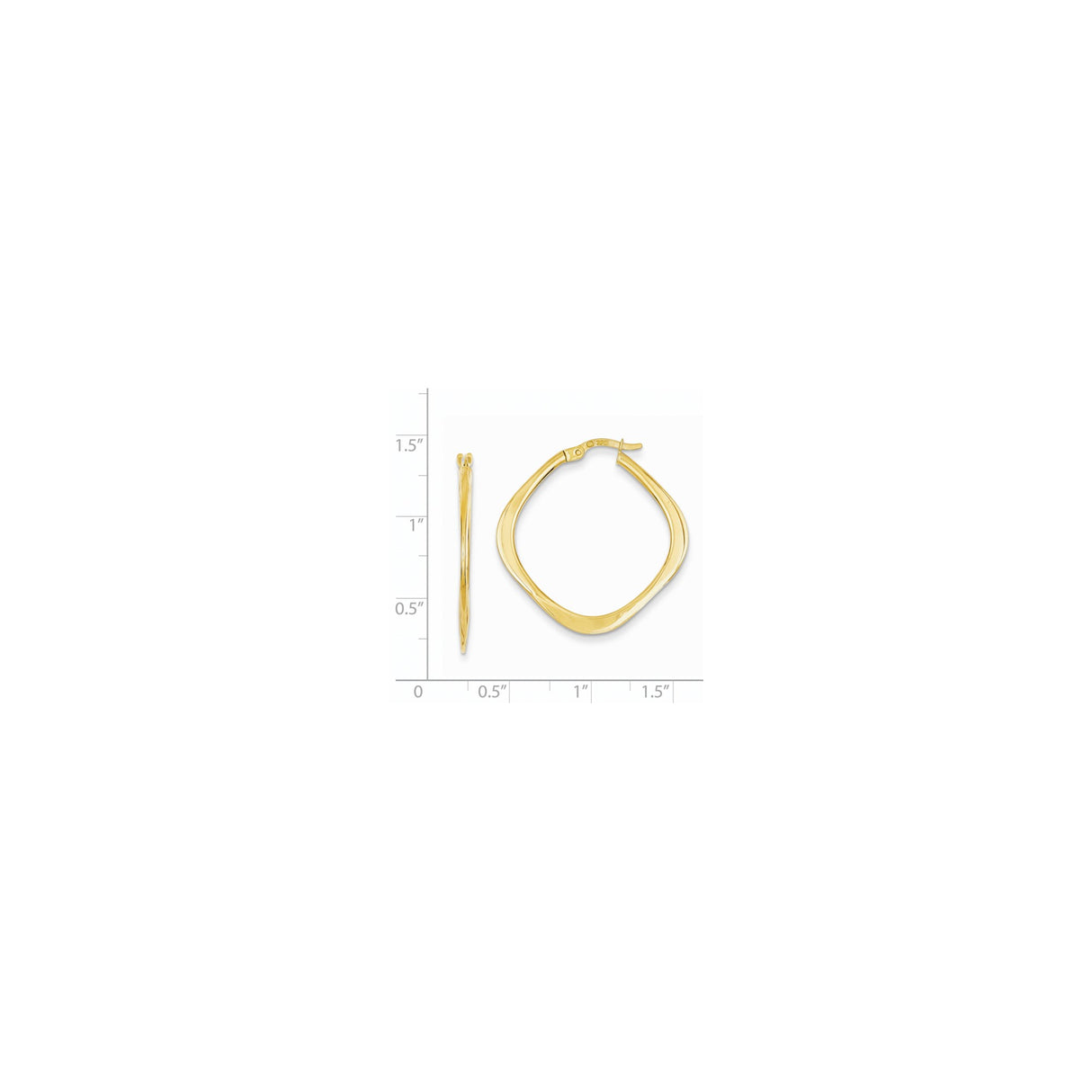 14k Yellow Gold Twisted Square Hoop Earrings, Polished Finish, Minimalist Geometric Design
