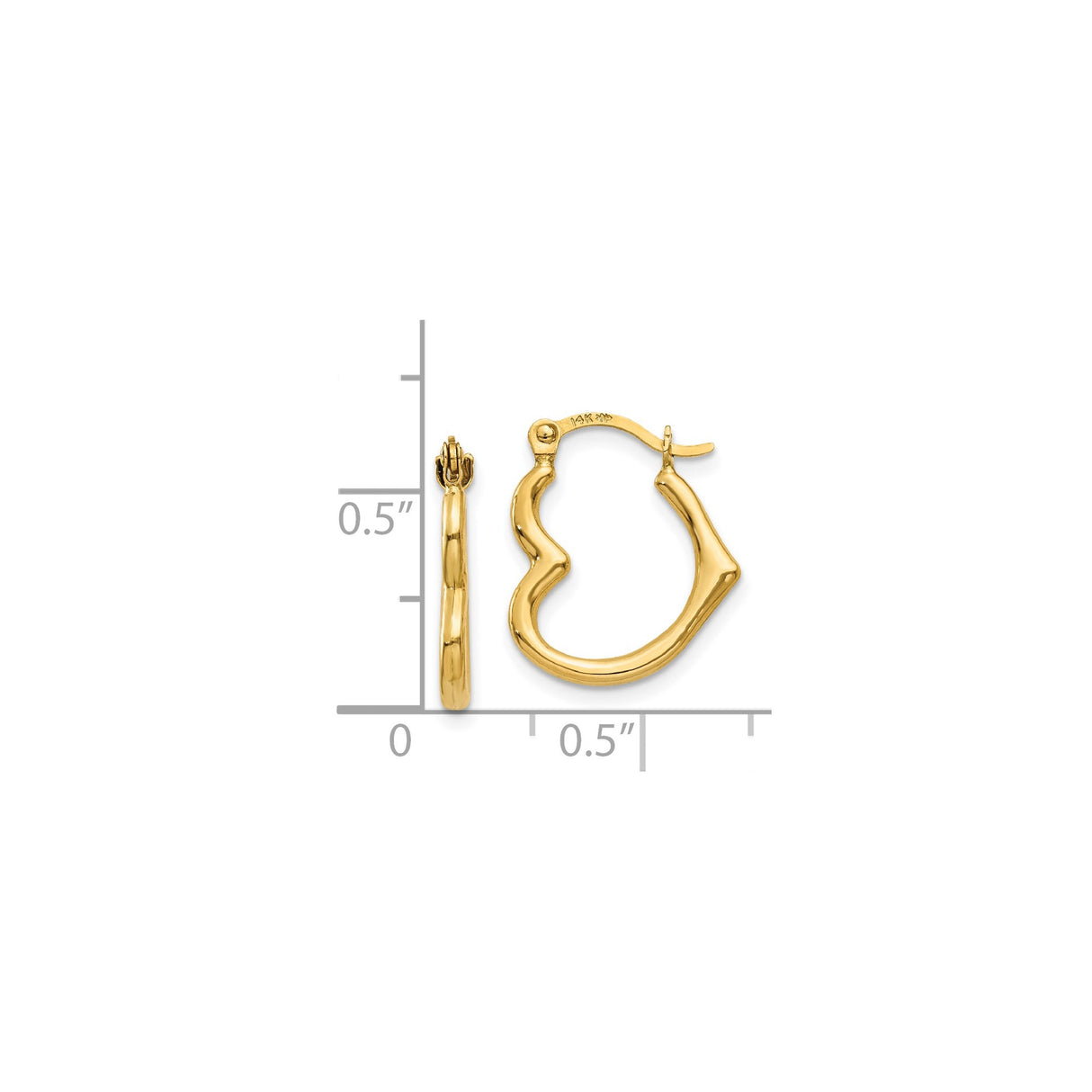 14k Yellow Gold Hoop Earrings, Lightweight Wavy Design with High Polish Finish