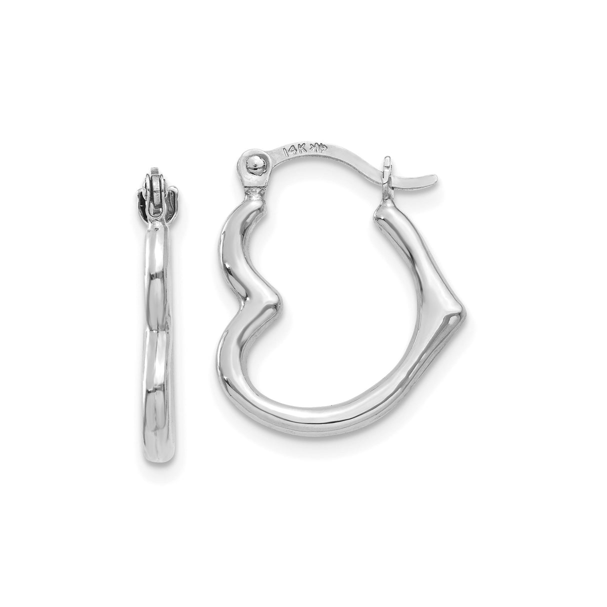 14k White Gold Twisted Hoop Earrings, Wavy Polished Design, Lightweight Contemporary Style