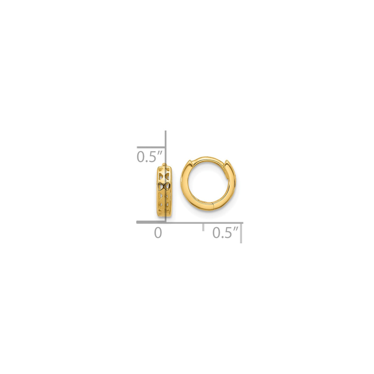 14k Yellow Gold Hoop Earrings with Cut-Out Bow Design and Polished Finish