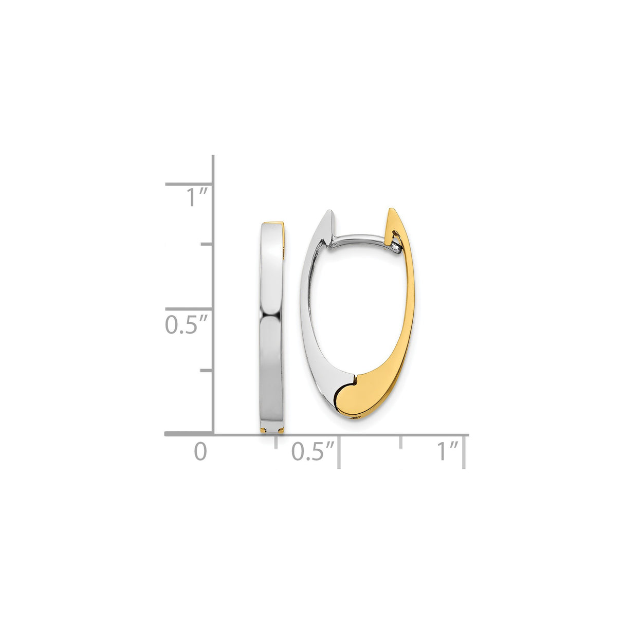 14k Two-Tone Gold Hoop Earrings, Modern Oval Lightweight Design for Women