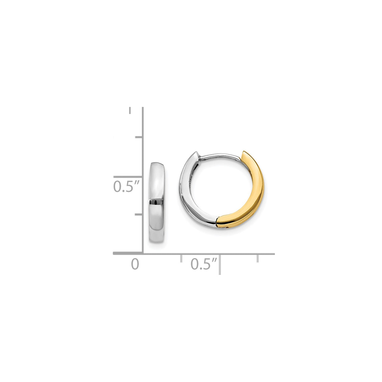 14k Two-Tone Gold Hoop Earrings, White and Yellow Gold, Polished Minimalist Design